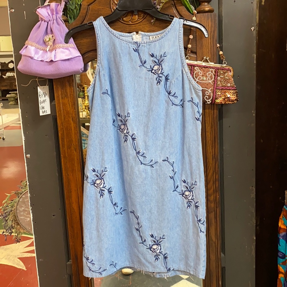 Vintage denim floral dress